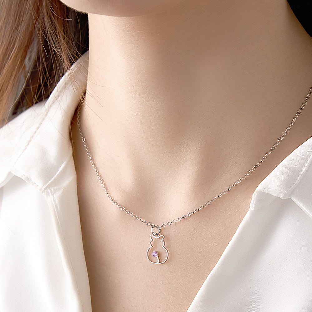 Cat Birthstone Necklace