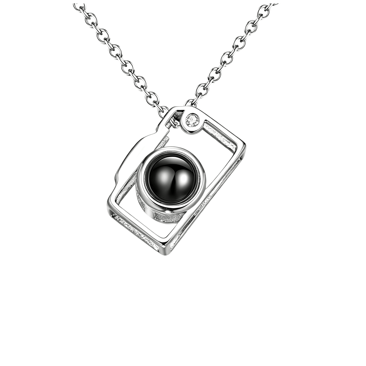 Camera Photo Projection Necklace in a personalized jewelry design