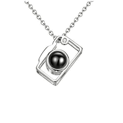 Camera Photo Projection Necklace in a personalized jewelry design