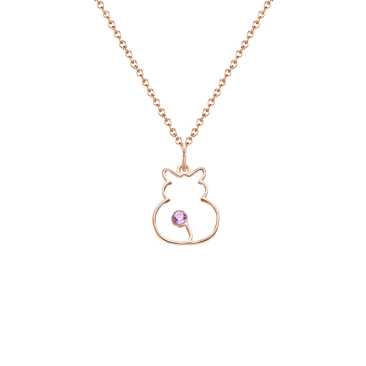 Cat Birthstone Necklace