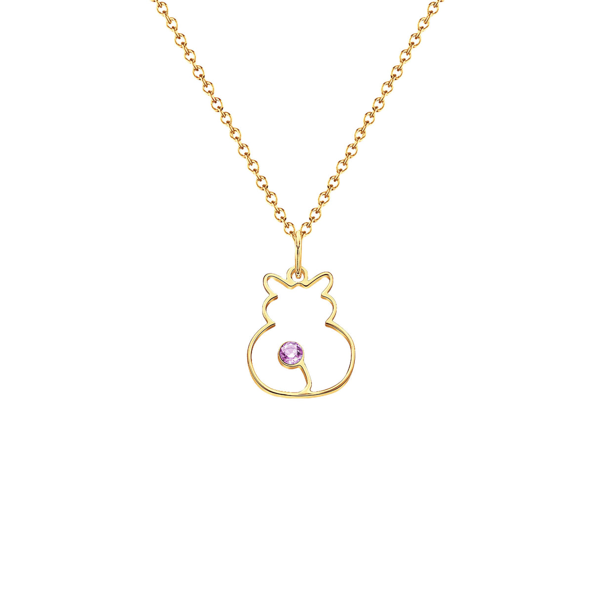 Cat Birthstone Necklace
