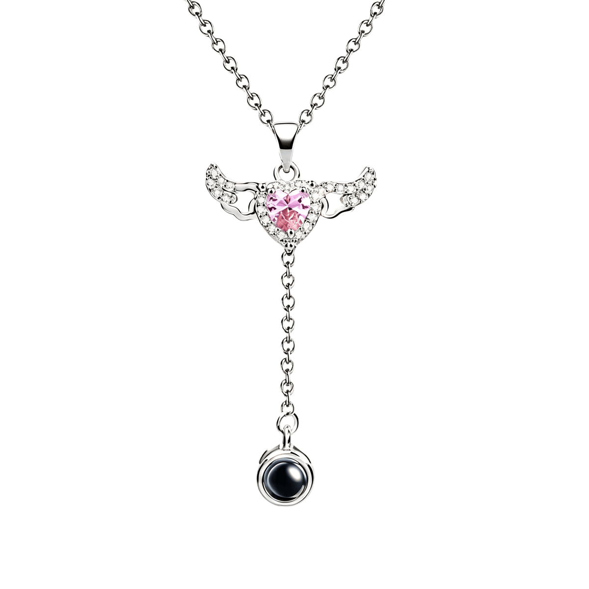 Cupid Heart Angel Wings Photo Projection Necklace
