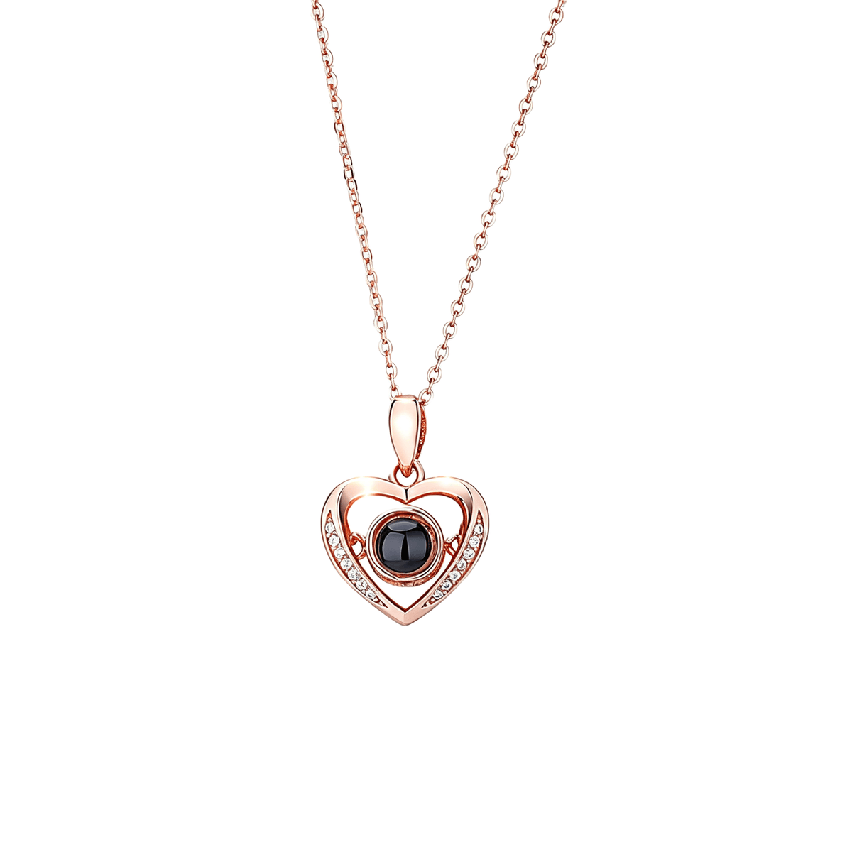 Diamond Heart Photo Projection Necklace