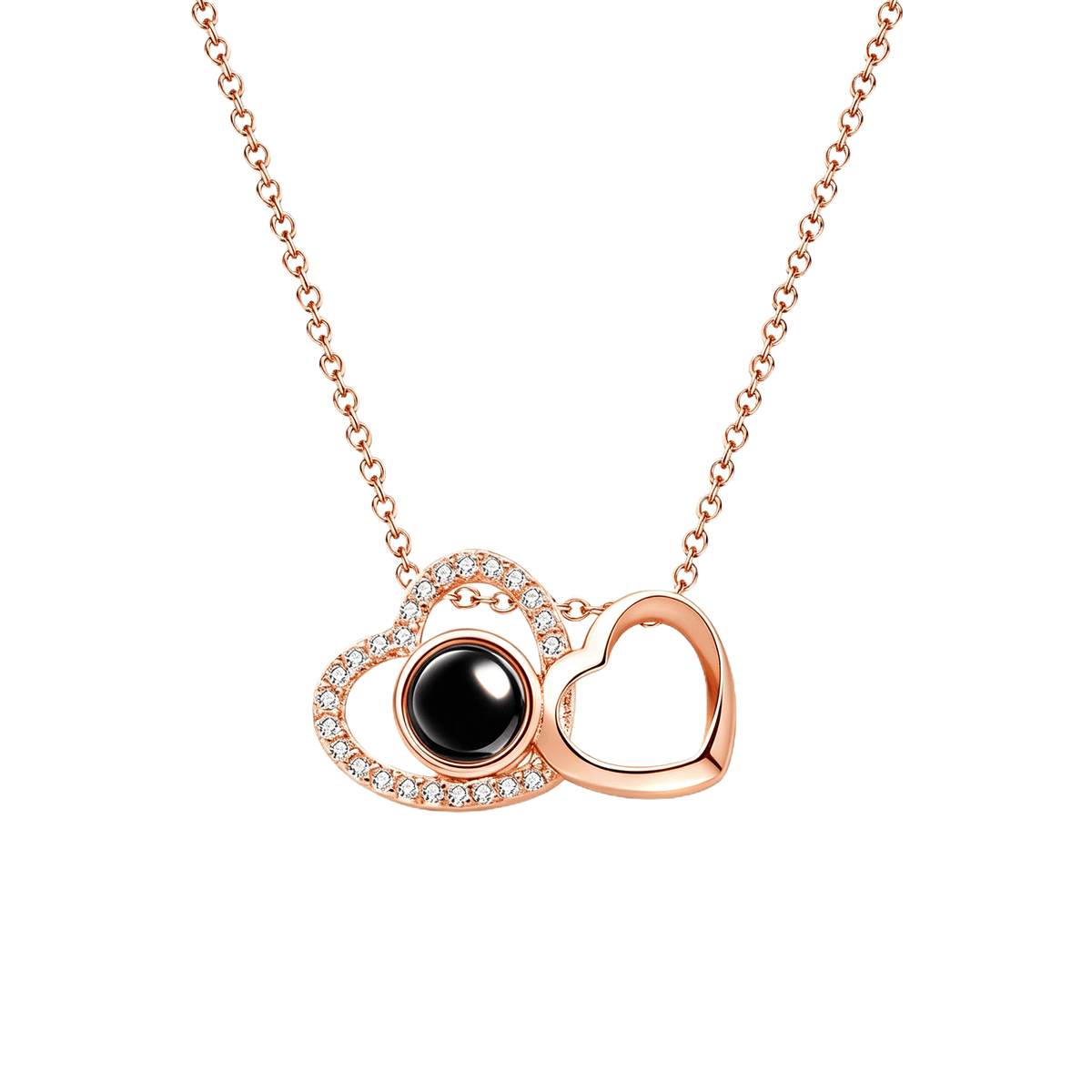 Double Heart Photo Projection Necklace