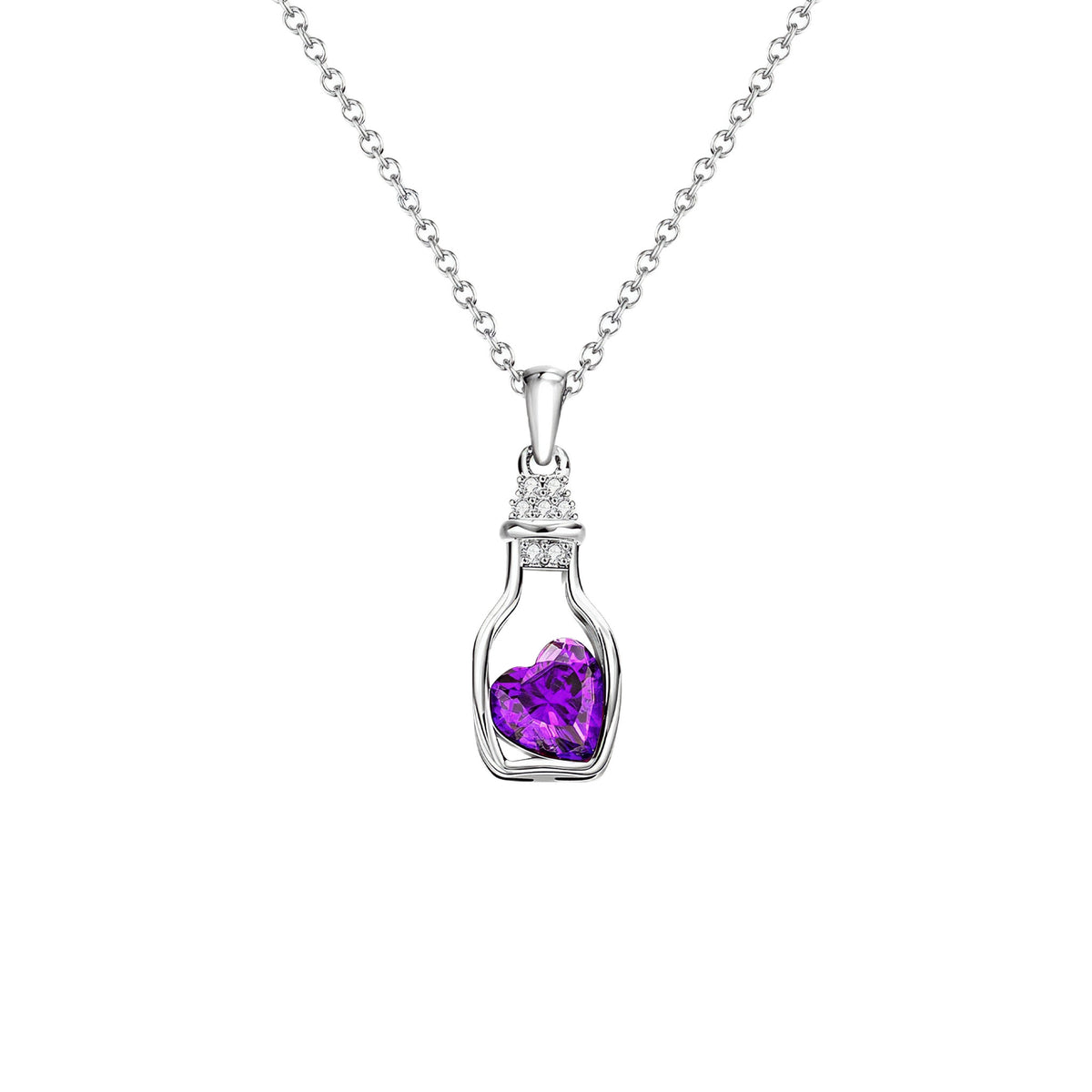 Drift Bottle Heart Birthstone Necklace