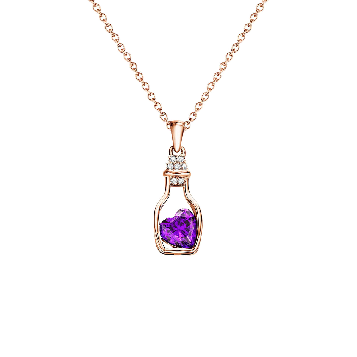 Drift Bottle Heart Birthstone Necklace