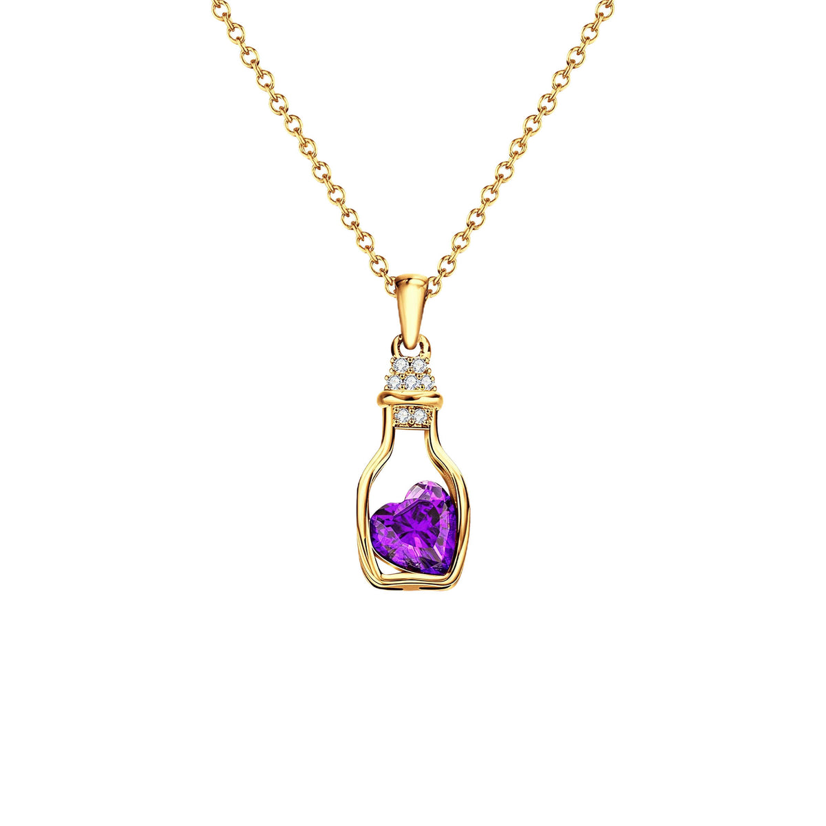 Drift Bottle Heart Birthstone Necklace