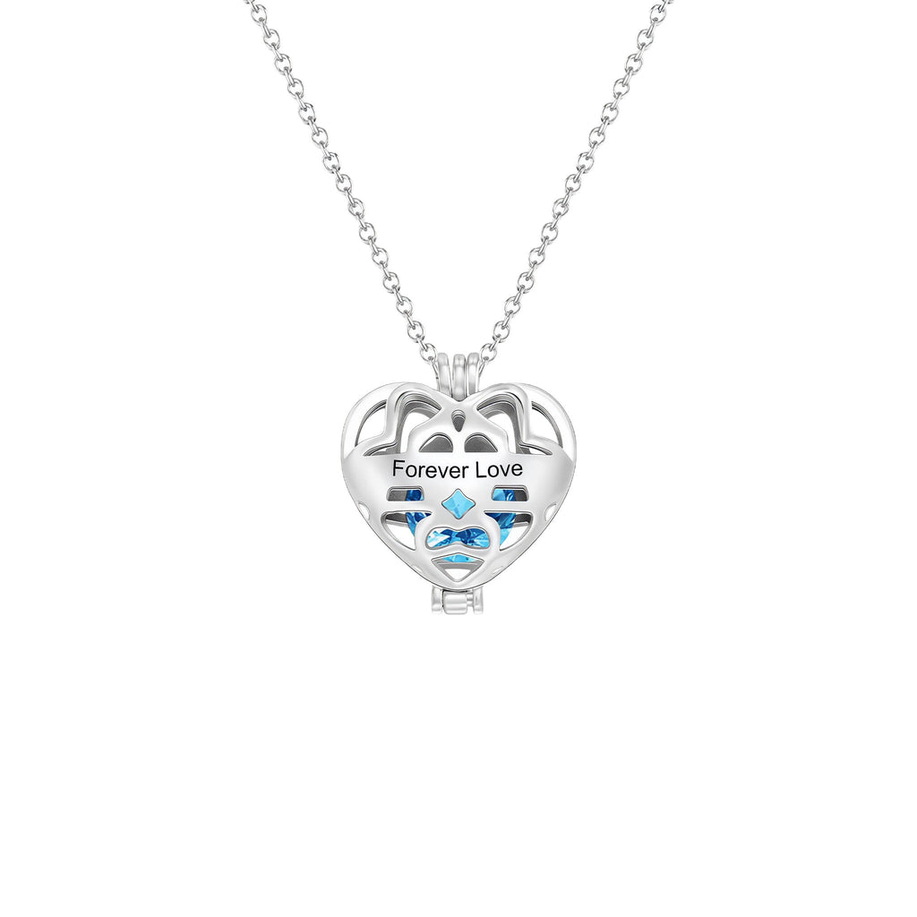 Engraved Heart Birthstone Necklace