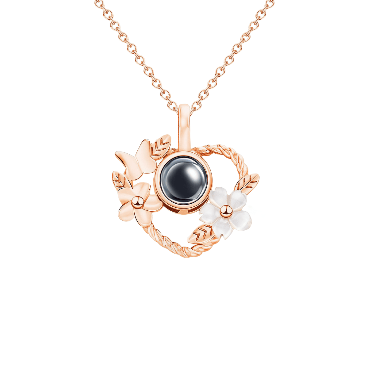 Floral Heart Photo Projection Necklace