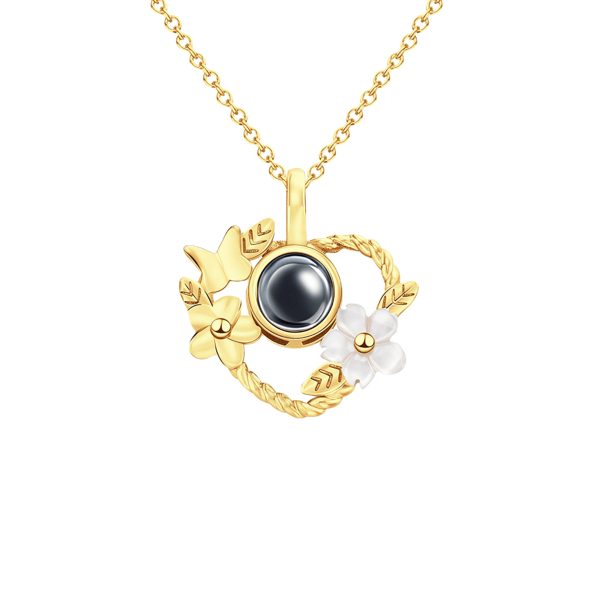 Floral Heart Photo Projection Necklace