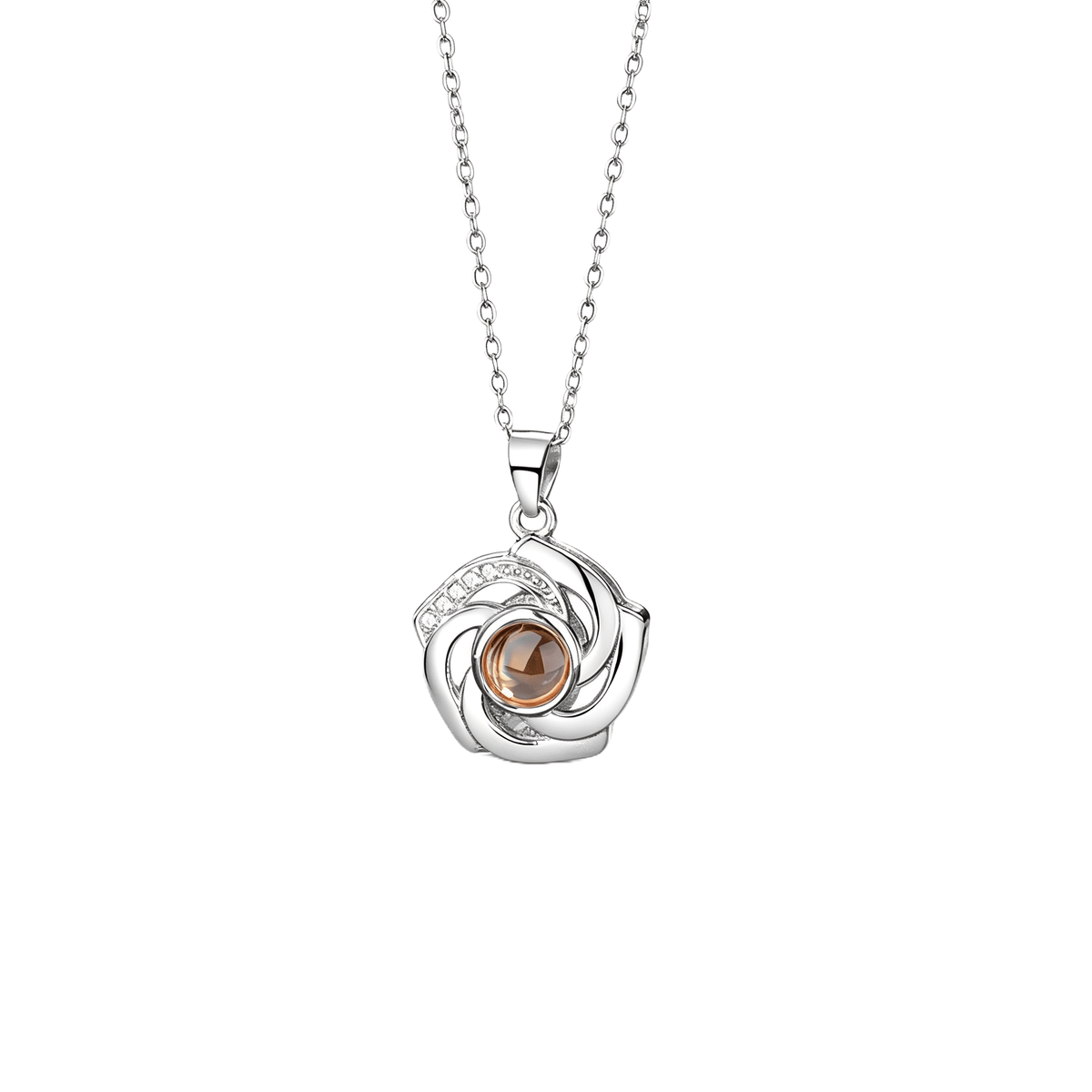 Personalized Flower Photo Projection Necklace