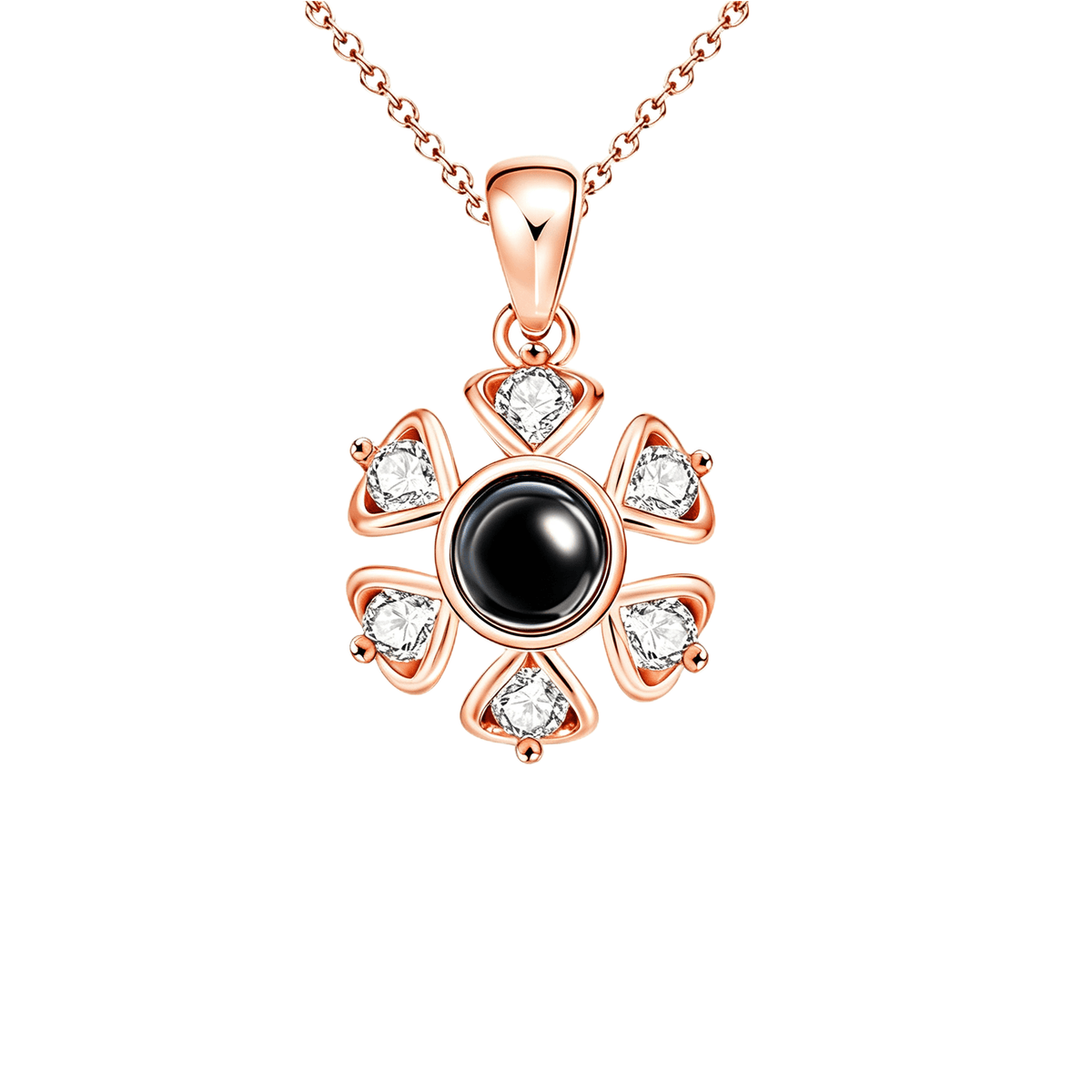 Flower Photo Projection Necklace in a personalized jewelry design