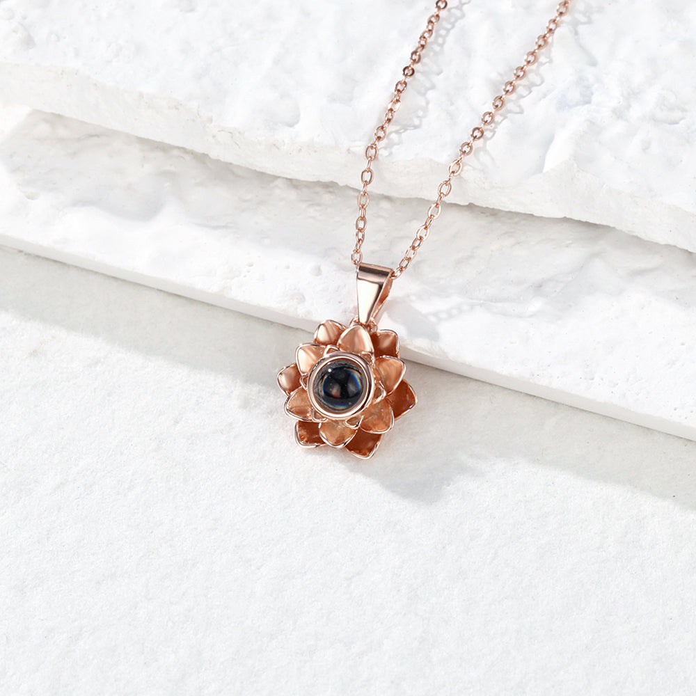 Lotus Pendant Photo Projection Necklace