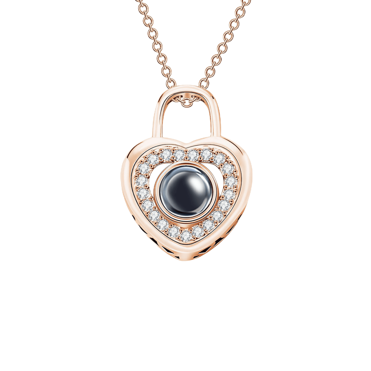 Heart Lock Photo Projection Necklace