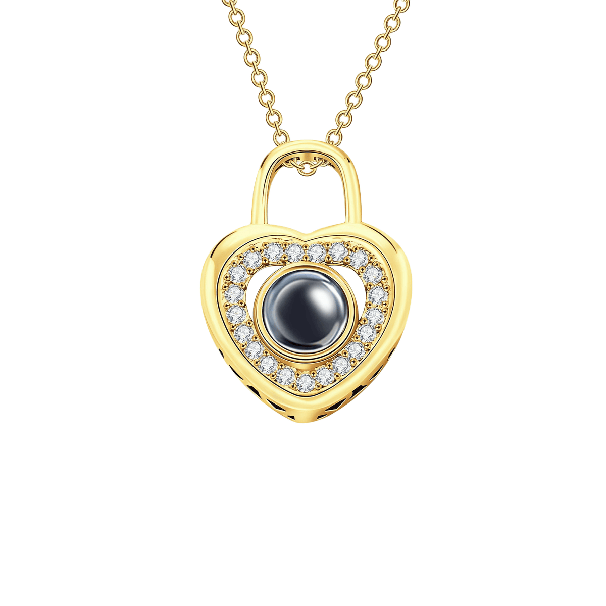 Heart Lock Photo Projection Necklace