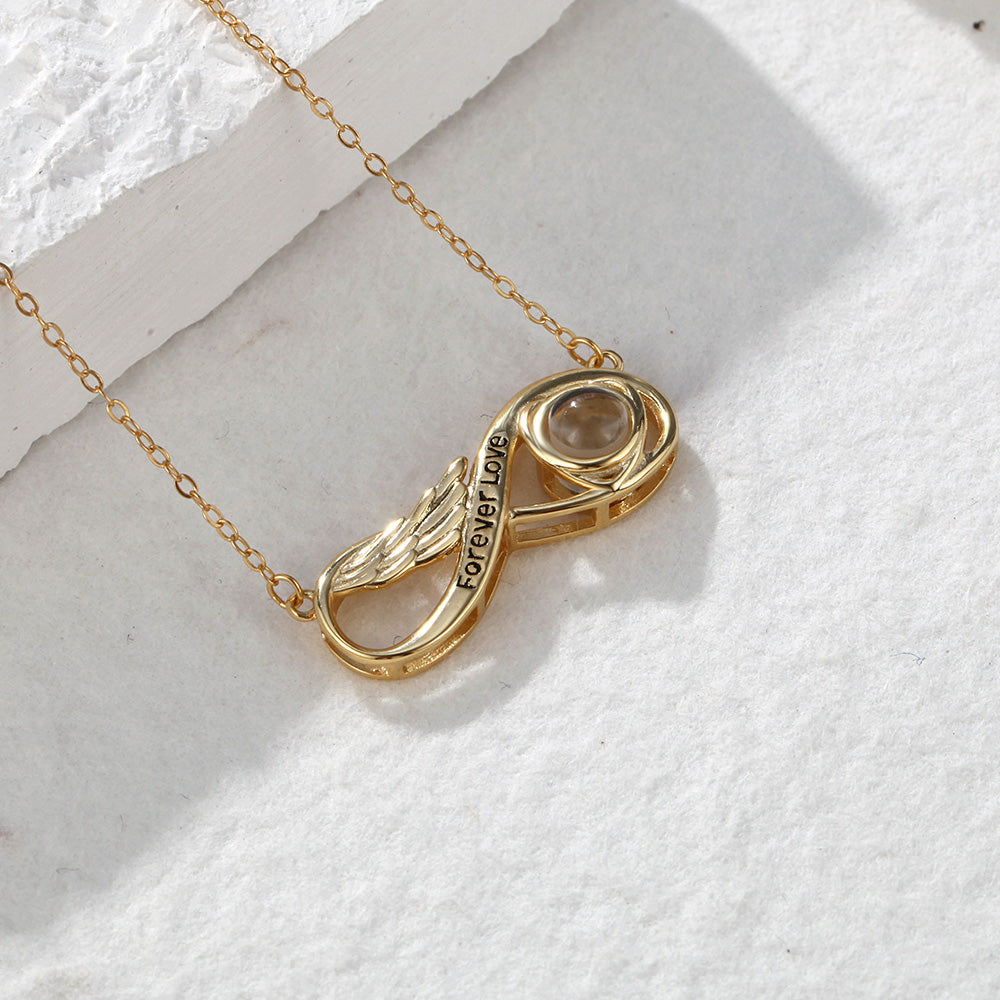 Personalized infinity love photo projection necklace gift for her