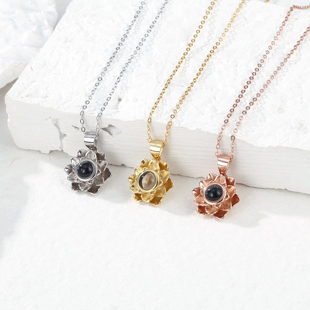 Lotus Pendant Photo Projection Necklace
