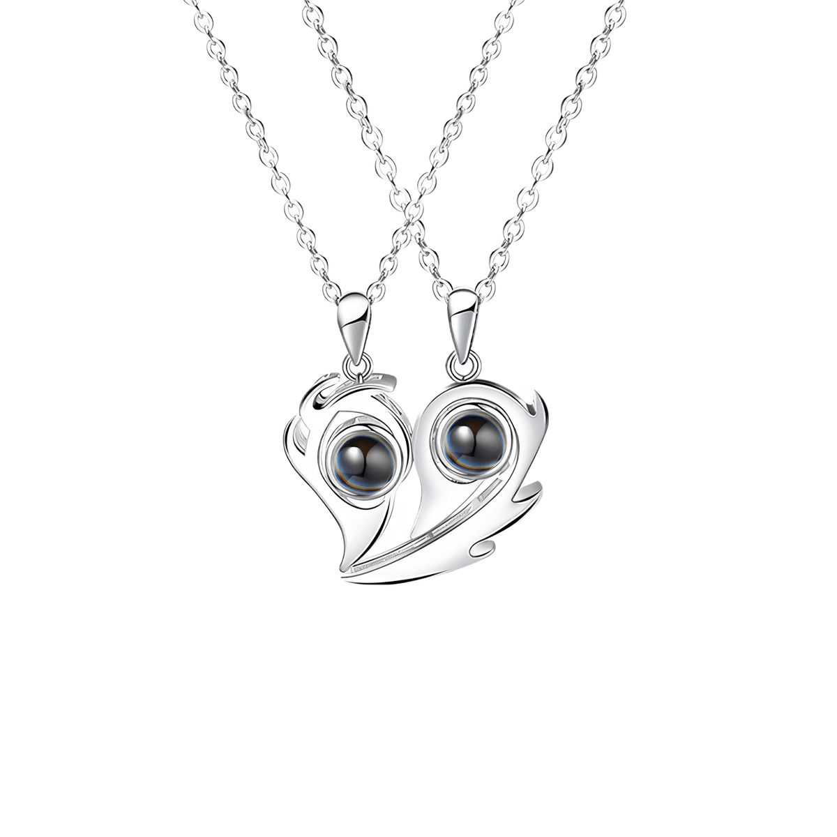 Magnetic Heart Couple Photo Projection Necklace