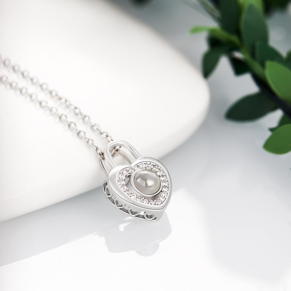 Heart Lock Photo Projection Necklace