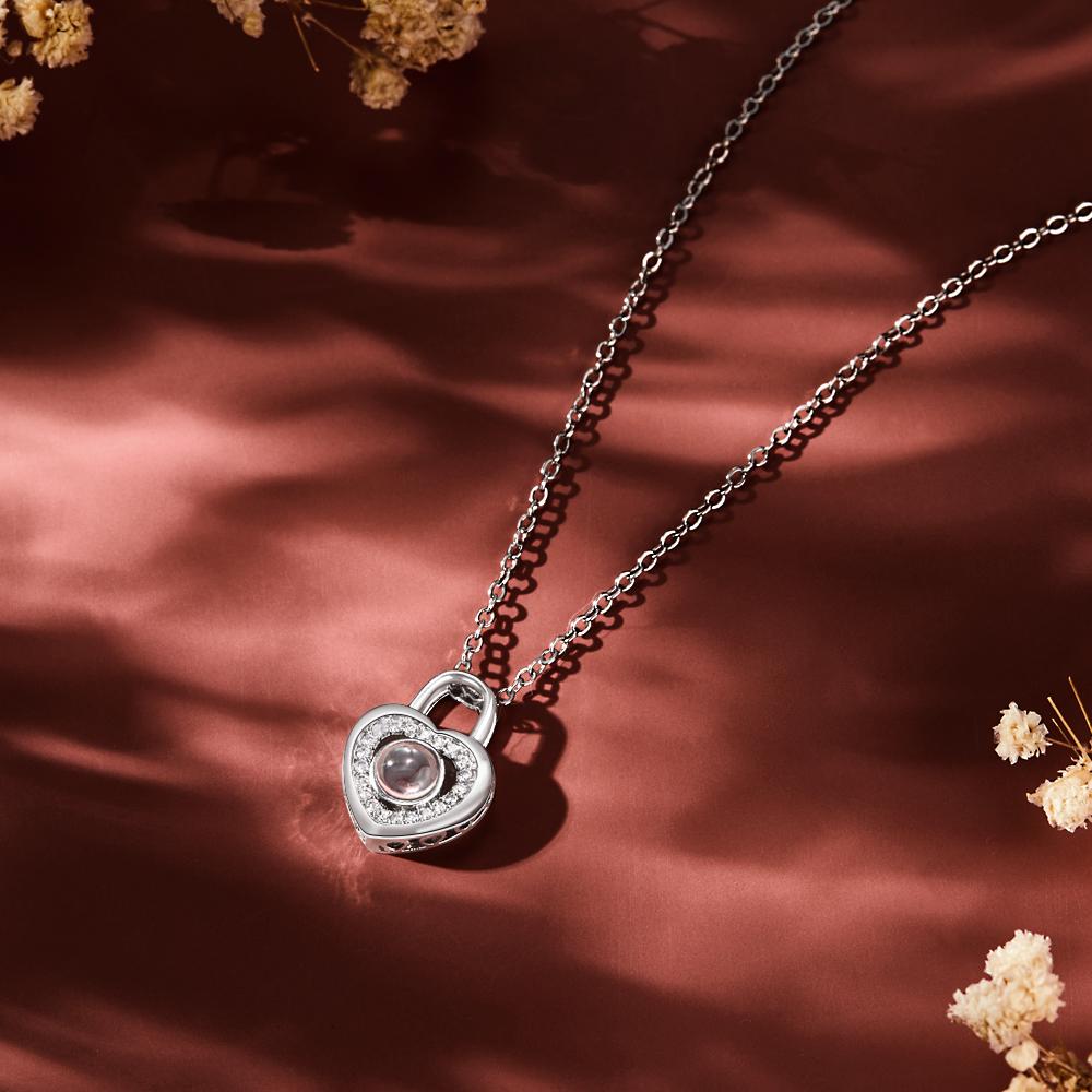 Heart Lock Photo Projection Necklace