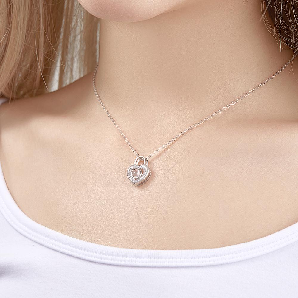 Heart Lock Photo Projection Necklace