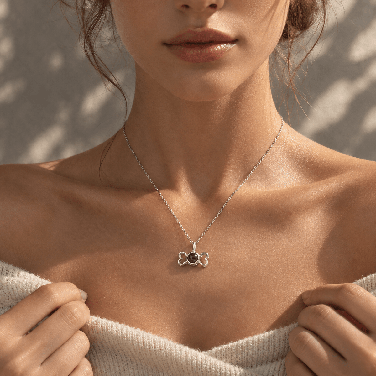 Puppy Bone Photo Projection Necklace
