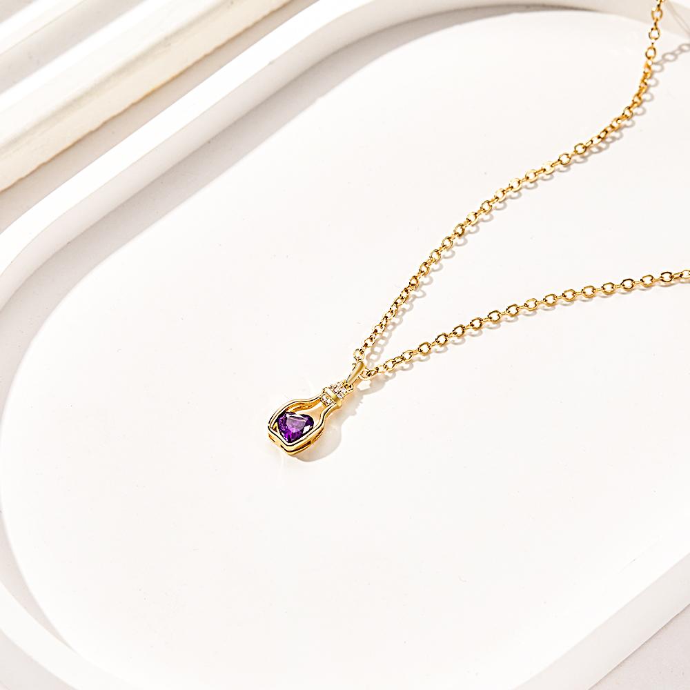 Drift Bottle Heart Birthstone Necklace