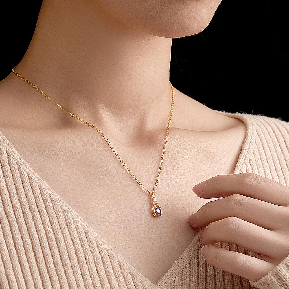 Drift Bottle Heart Birthstone Necklace