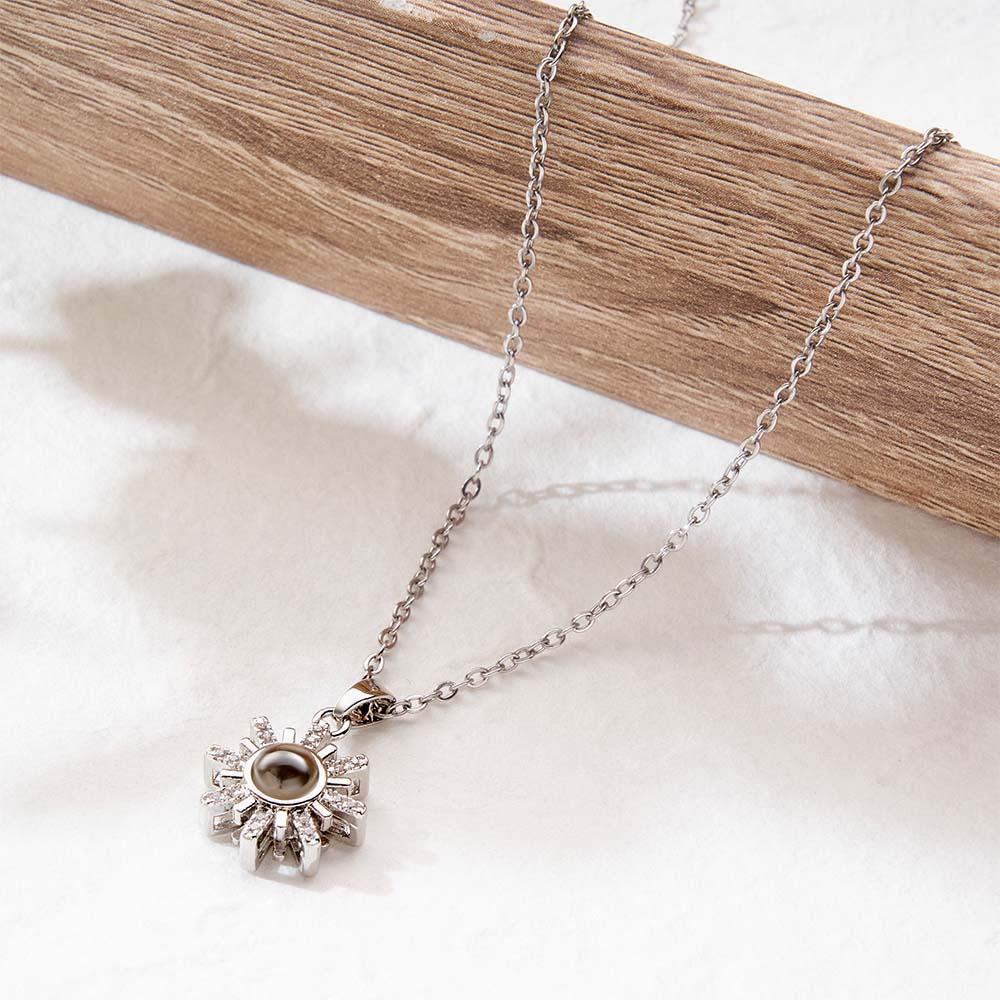 Sunflower Diamond Couple Photo Projection Necklace