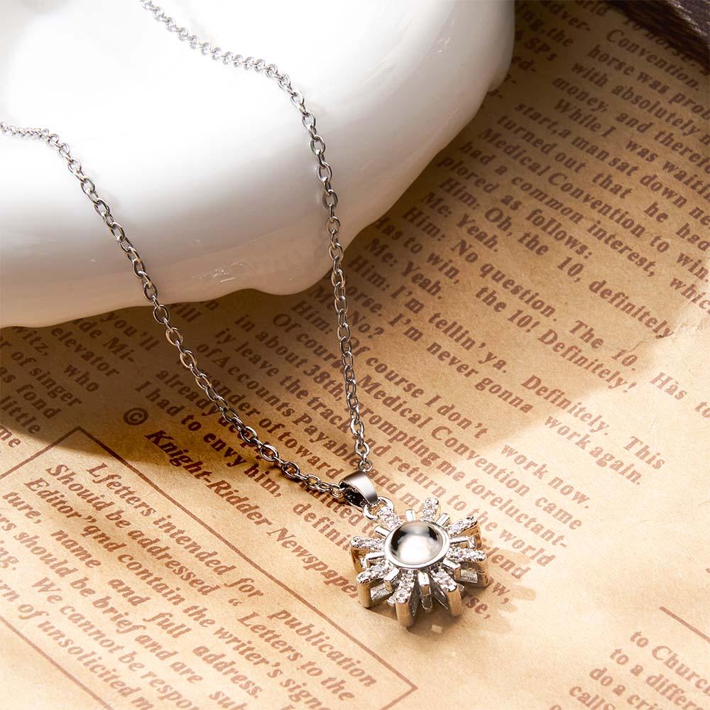 Sunflower Diamond Couple Photo Projection Necklace