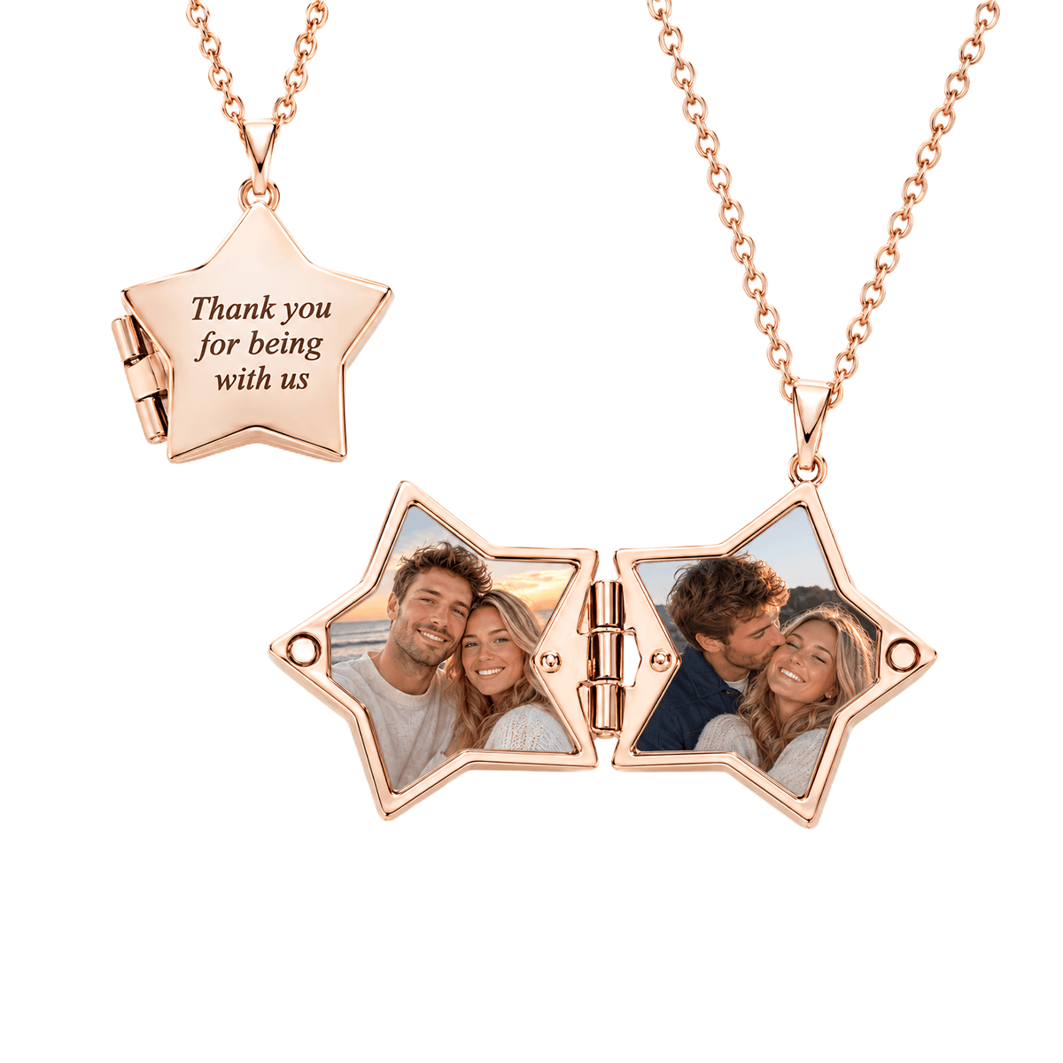 Personalized Star Photo Locket Necklace