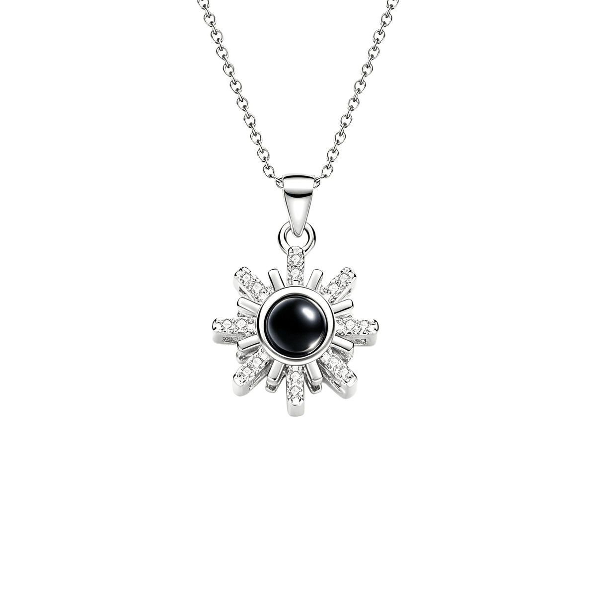 Sunflower Diamond Couple Photo Projection Necklace