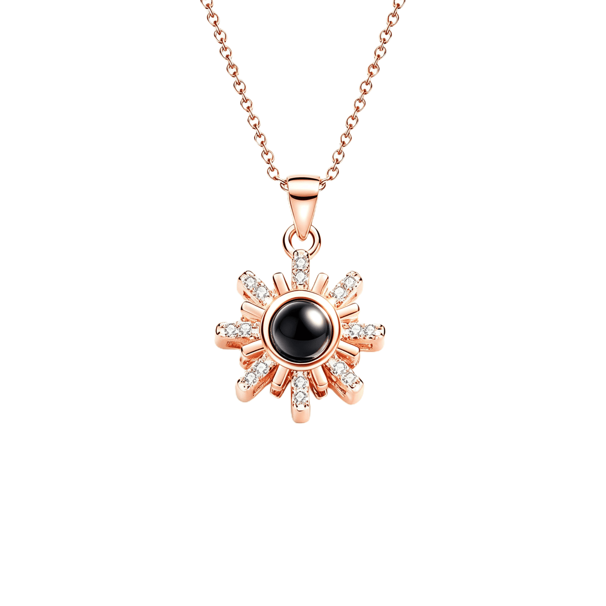 Sunflower Diamond Couple Photo Projection Necklace