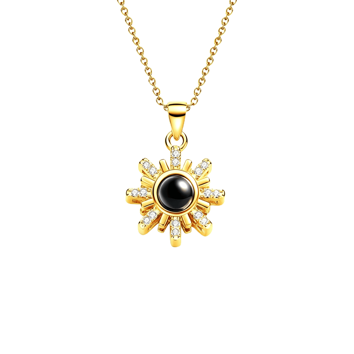 Sunflower Diamond Couple Photo Projection Necklace