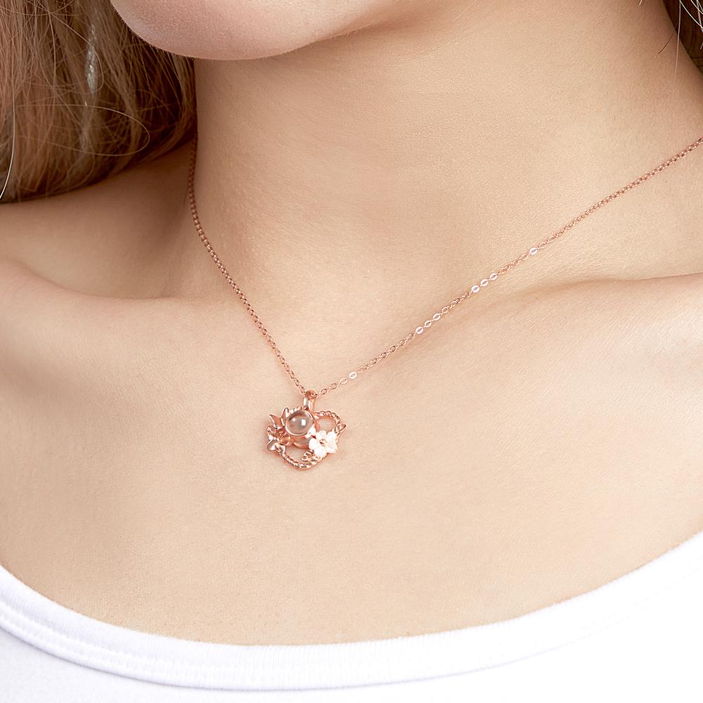 Floral Heart Photo Projection Necklace