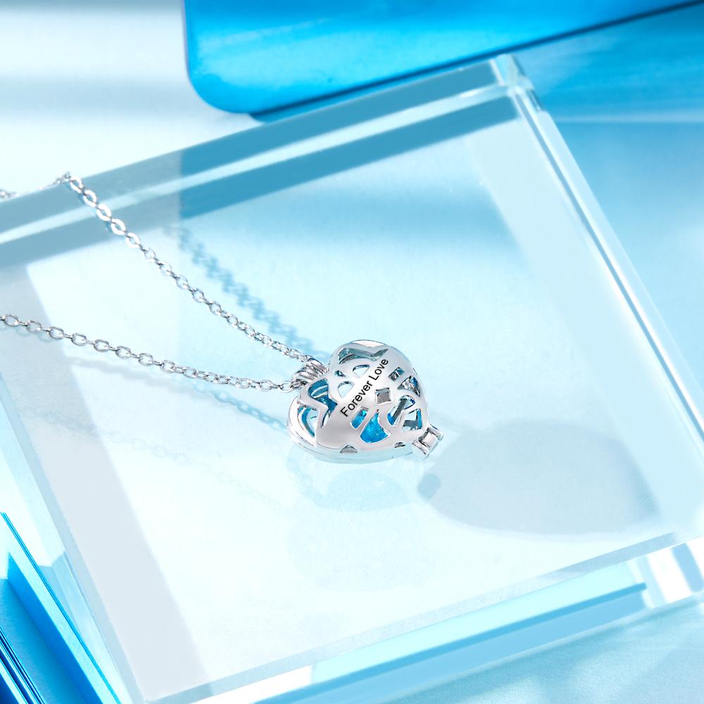 Engraved Heart Birthstone Necklace