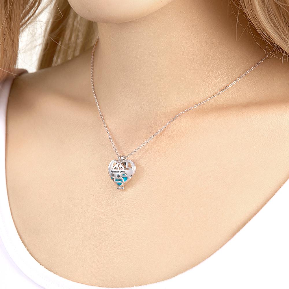Engraved Heart Birthstone Necklace