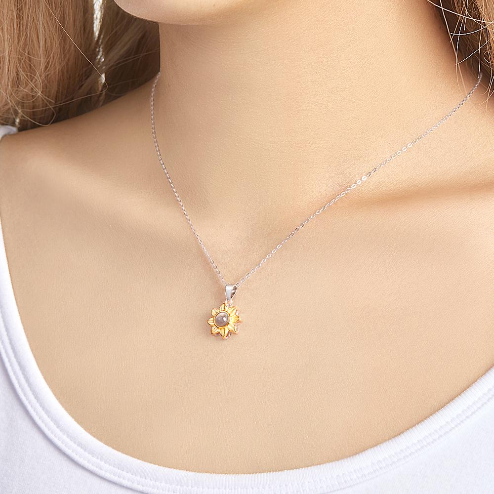 Sunflower Pendant Photo Projection Necklace