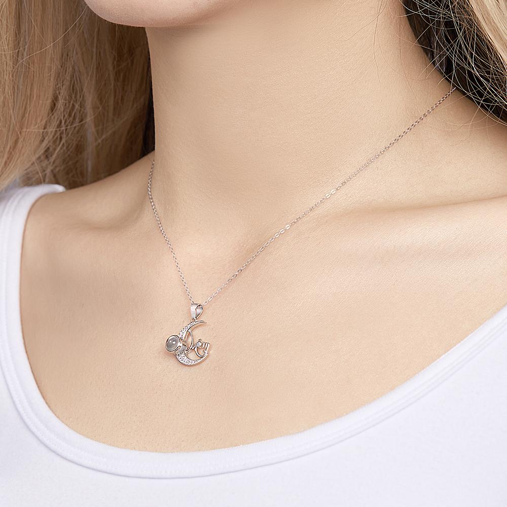 Moon Pendant Photo Projection Necklace