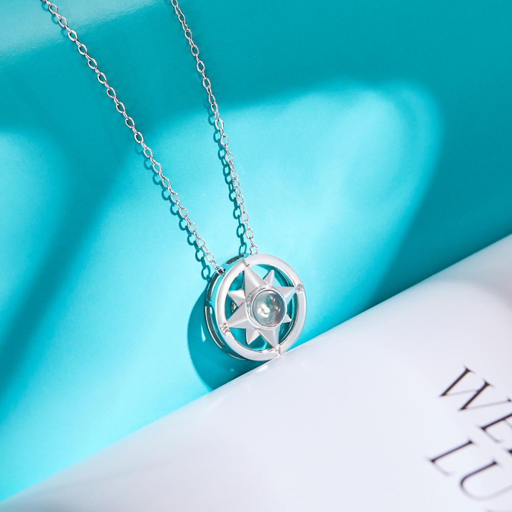 Eight-Pointed Star Photo Projection Necklace