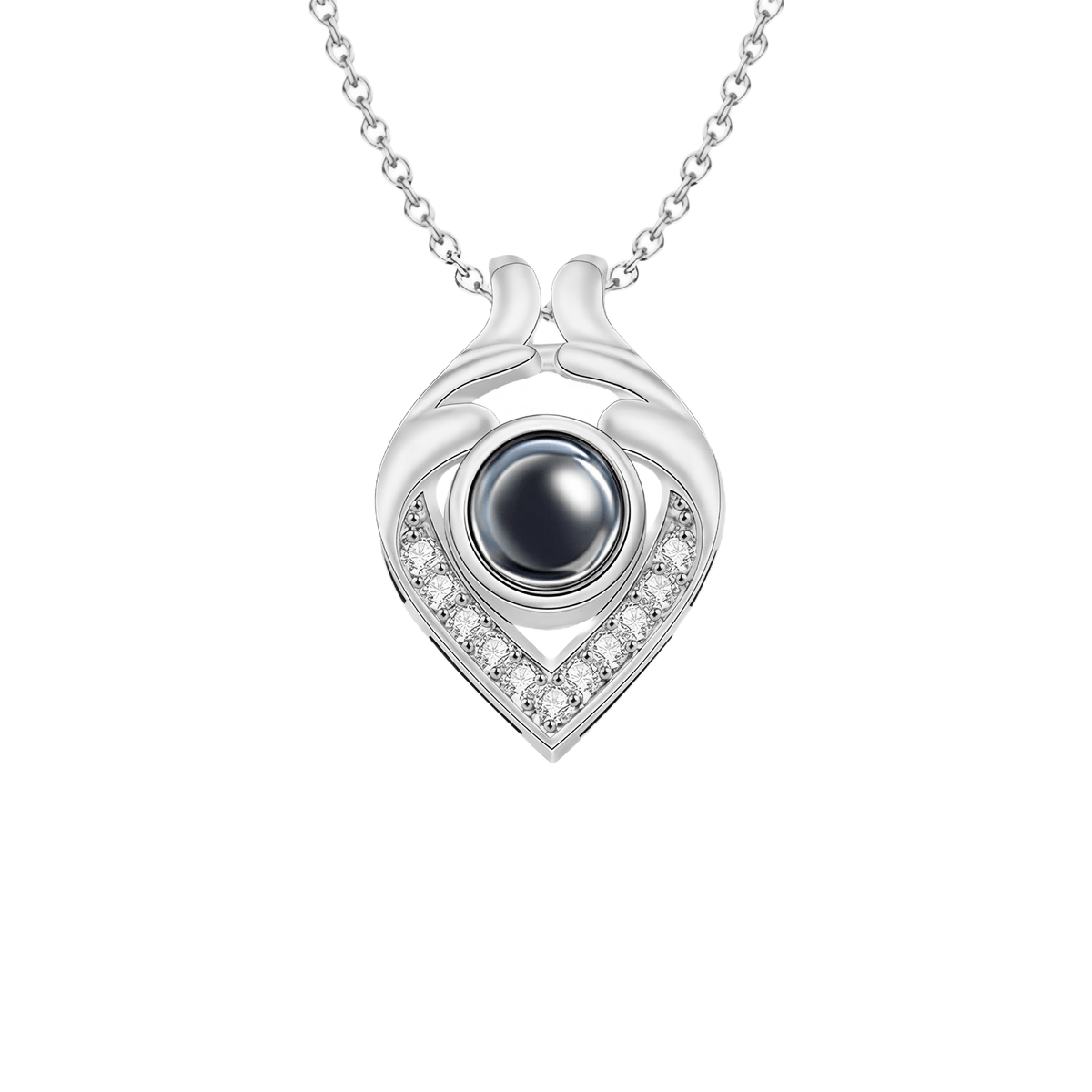 Zircon Heart Photo Projection Necklace