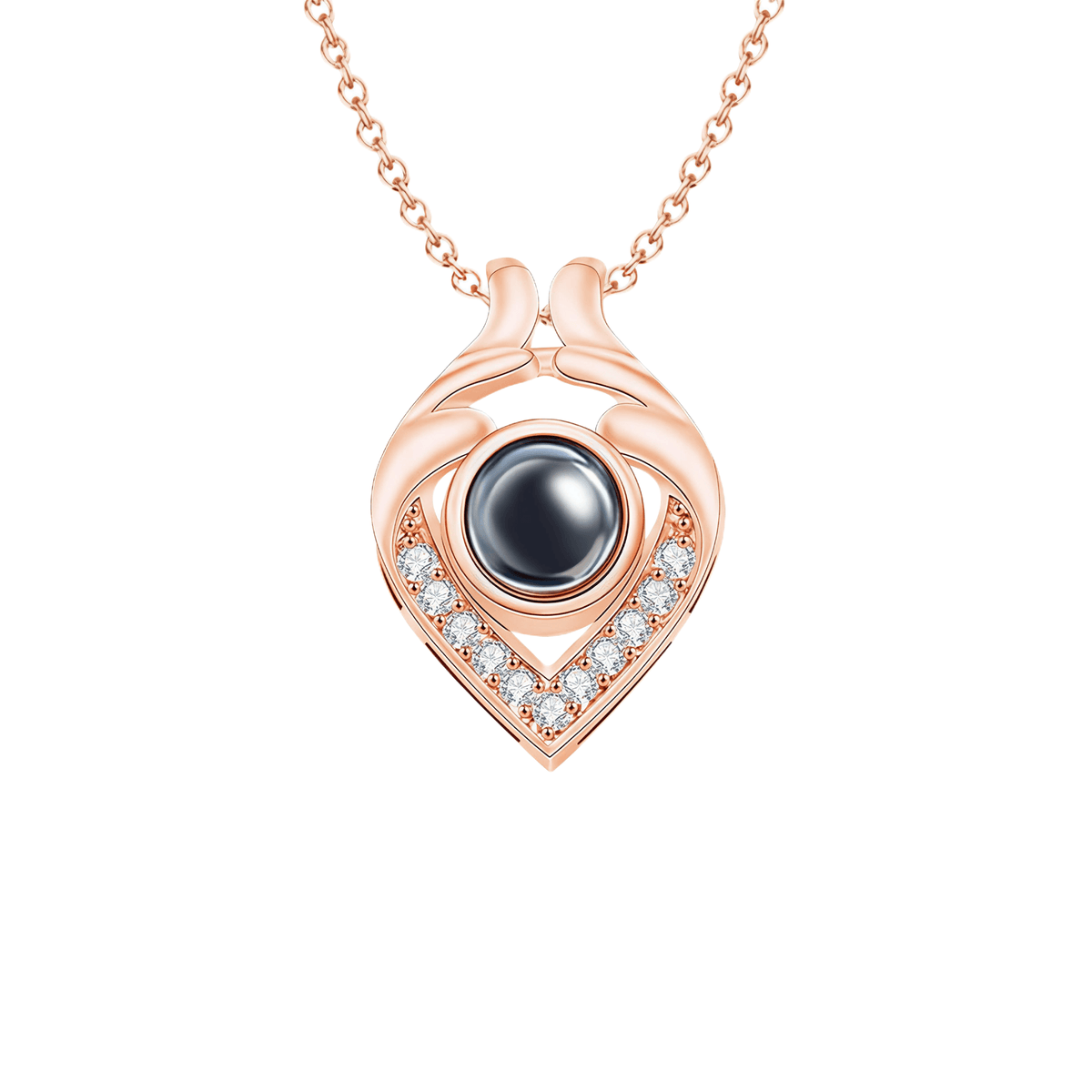 Zircon Heart Photo Projection Necklace