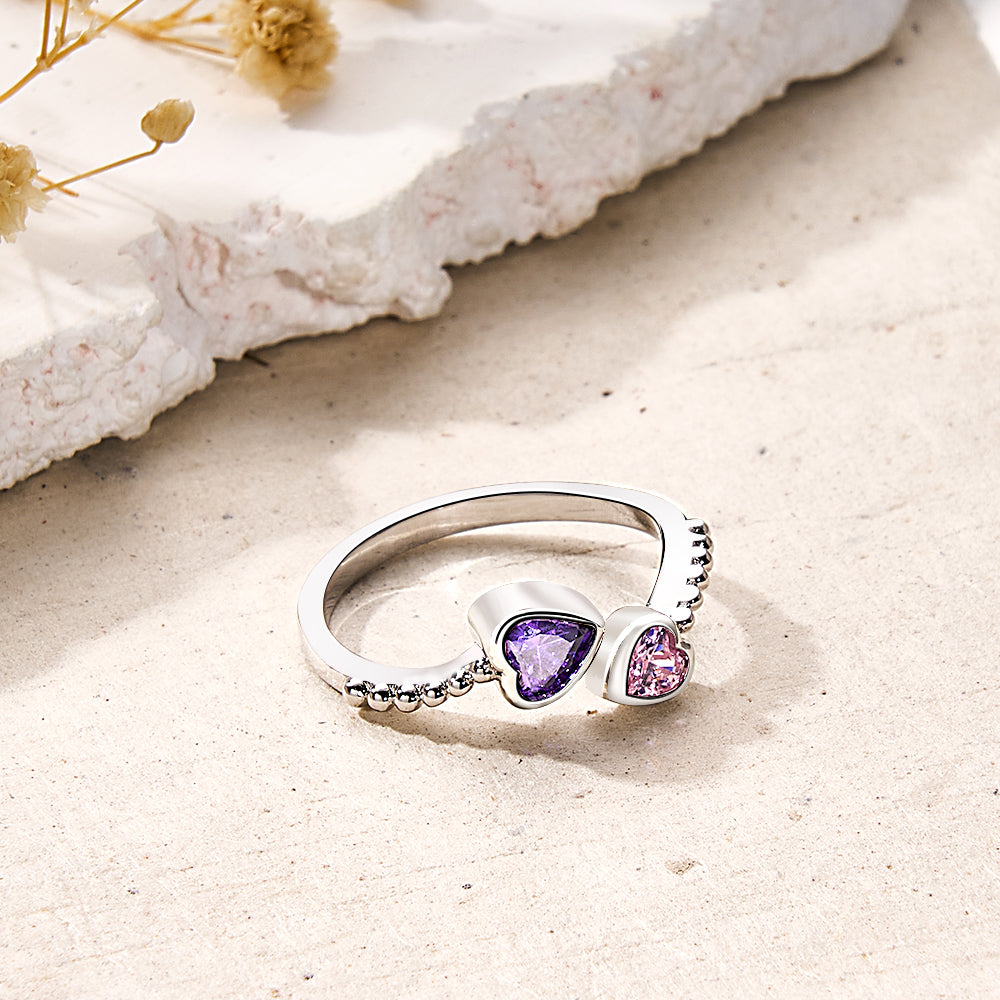 Heart Birthstone Adjustable Ring