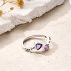 Heart Birthstone Adjustable Ring