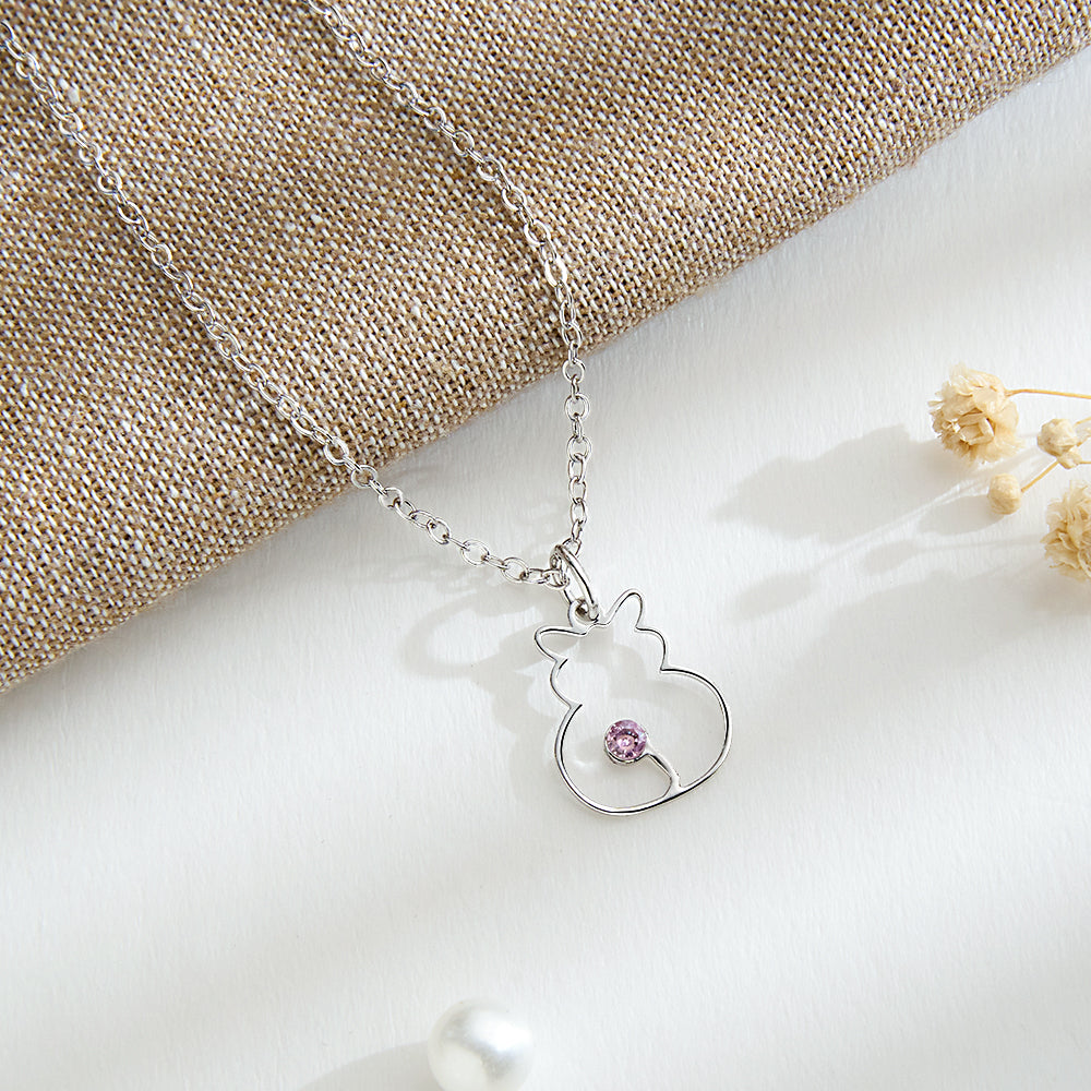 Cat Birthstone Necklace