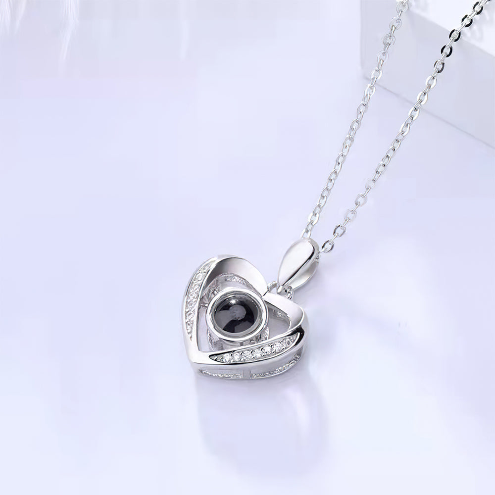Diamond Heart Photo Projection Necklace